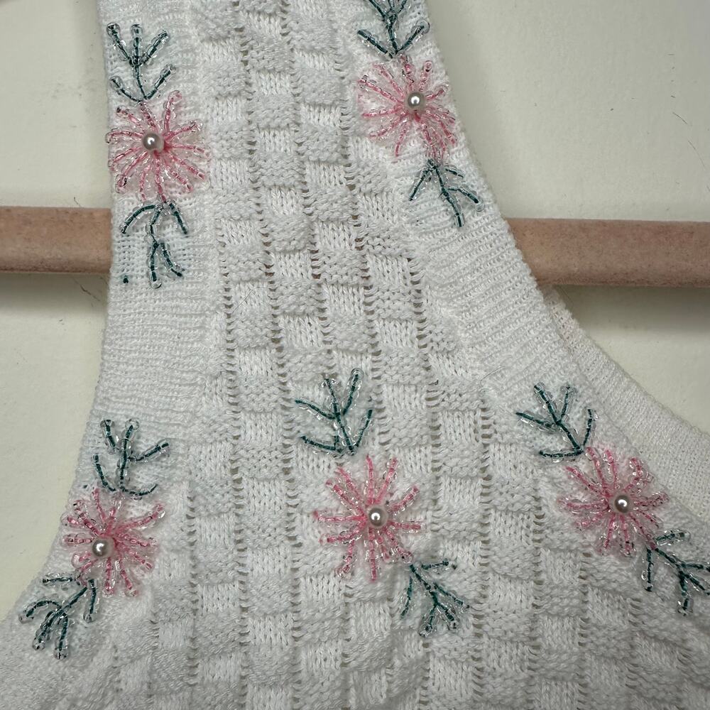 Sm VTG L’eru Vive Sweater Set Floral Beaded Cardigan & Tank Coquette Grannycore - Picture 4 of 8